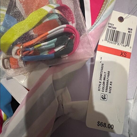 Anne Cole Twist Front Bandeaukini Swim Top Clear Water Stripe Print XS NWT - Picture 8 of 8